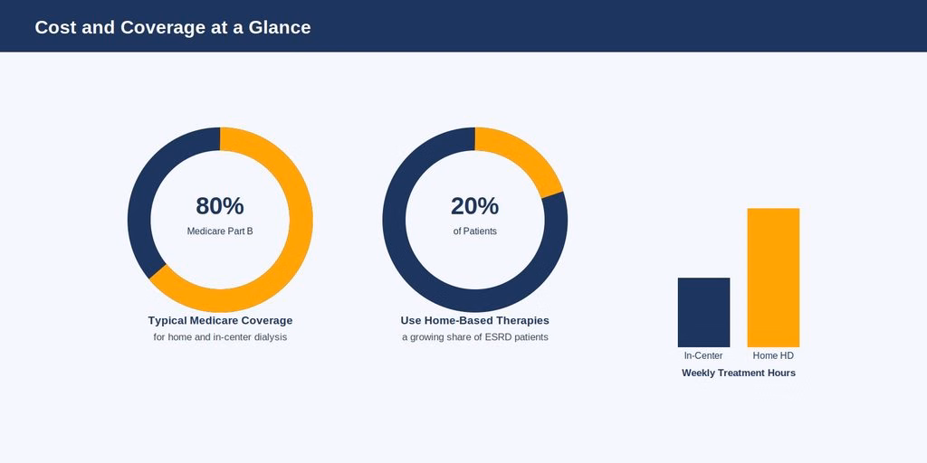 Chart showing Medicare coverage for home and in-center dialysis